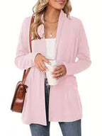 Women's Light Blue Open-Front Cardigan with Pockets