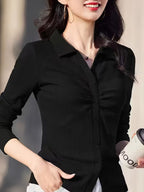 Women's Long-Sleeve Lapel T-Shirt for Spring & Summer