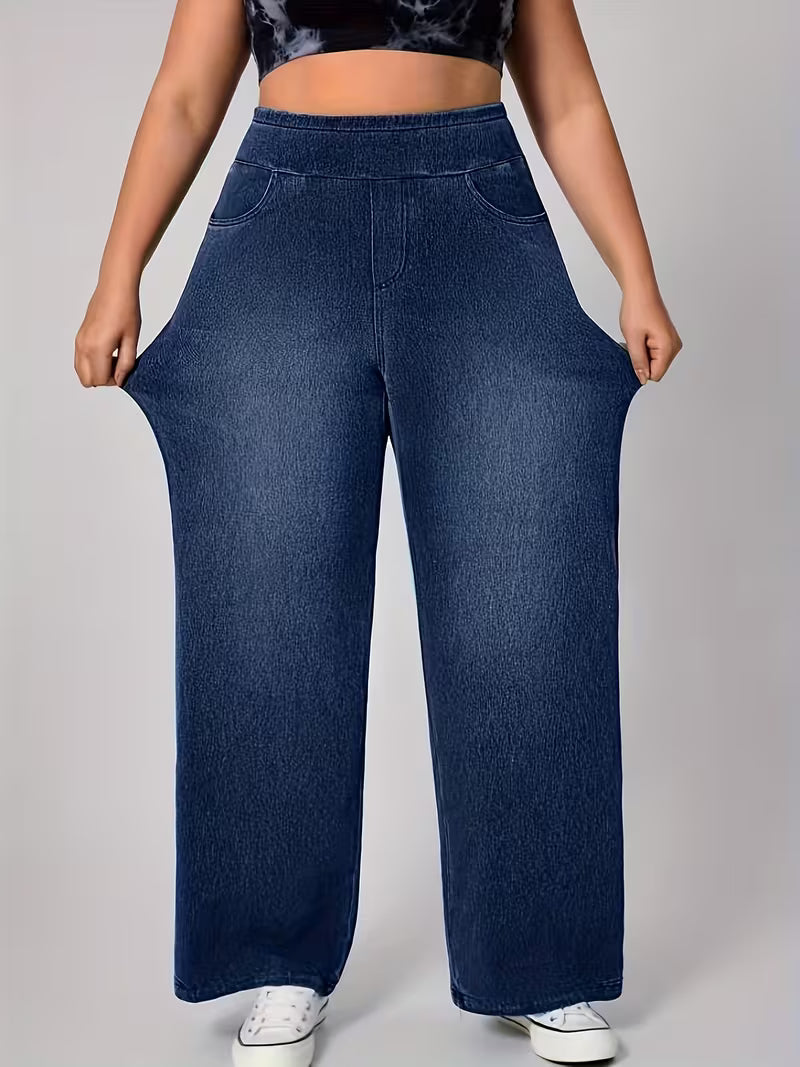 Women's Plus Size Wide-Leg Denim Jeans