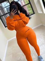 Women's Letter Embroidery Sweatshirt & Skinny Pants Set