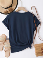 Women's Botanical Leaf Print T-Shirt, Soft Stretch Fabric