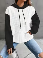 Women's Waffle Color-Block Hooded Sweatshirt