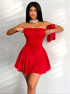 Women's Red Tube Top Holiday Dress