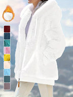 Women's Plus Size Plush Fleece Zip-Up Hooded Jacket