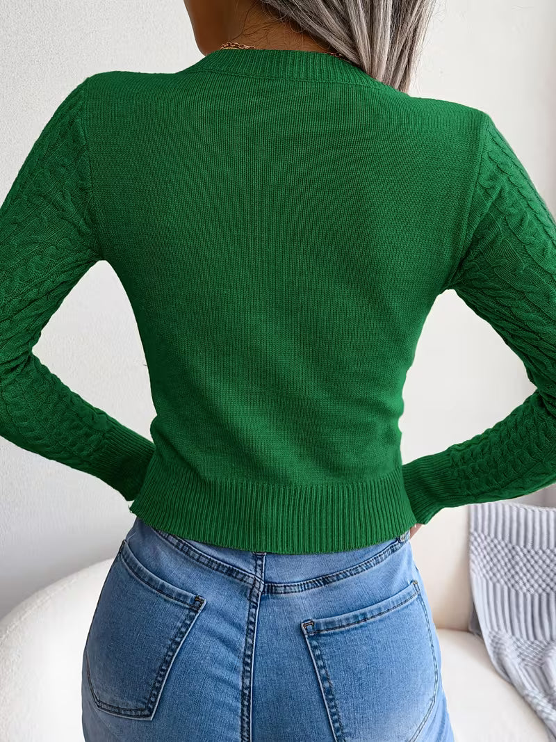 Women's Hollow-Out Twist Slim-Fit Pullover Sweater