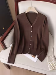 Women's Thin V-Neck Casual Sweater Cardigan