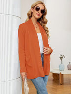Women's Light Blue Open-Front Cardigan with Pockets