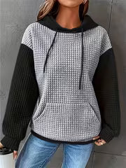 Women's Waffle Color-Block Hooded Sweatshirt