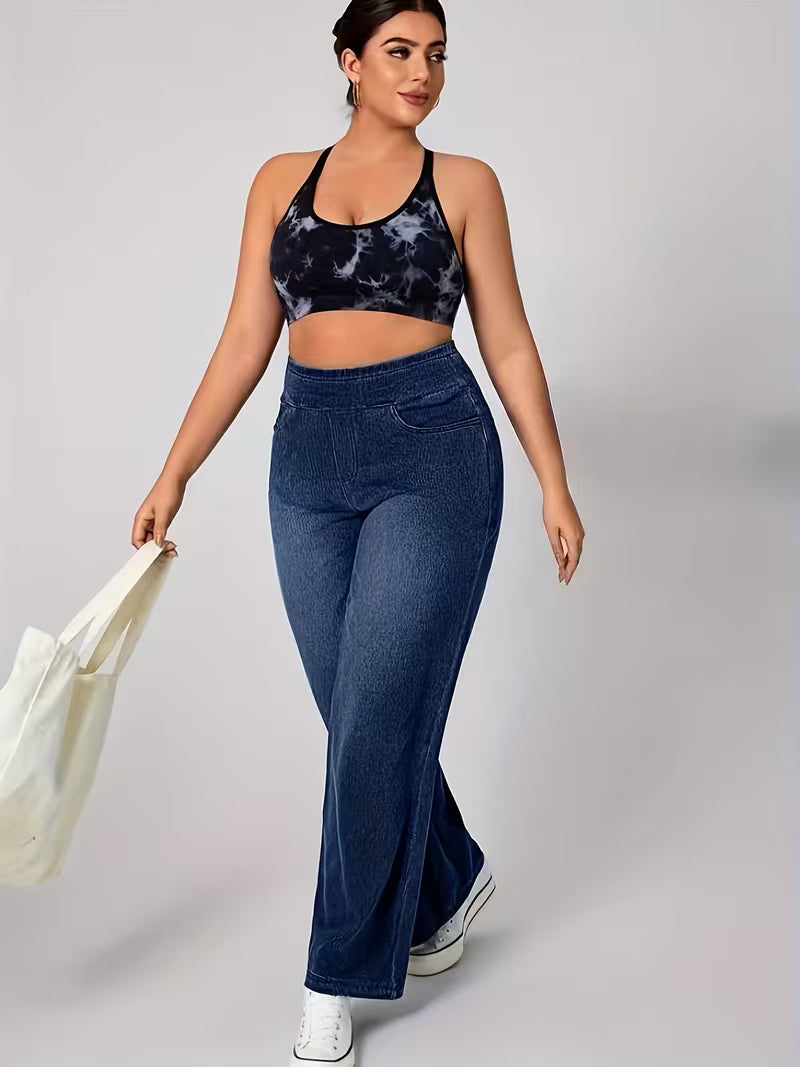 Women's Plus Size Wide-Leg Denim Jeans