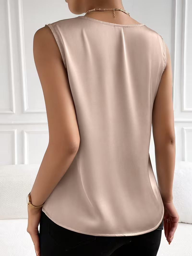 Women's Elegant Satin V-Neck Sleeveless Vest