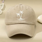 Women's Coconut Tree Print Distressed Baseball Cap