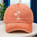 Women's Coconut Tree Print Distressed Baseball Cap