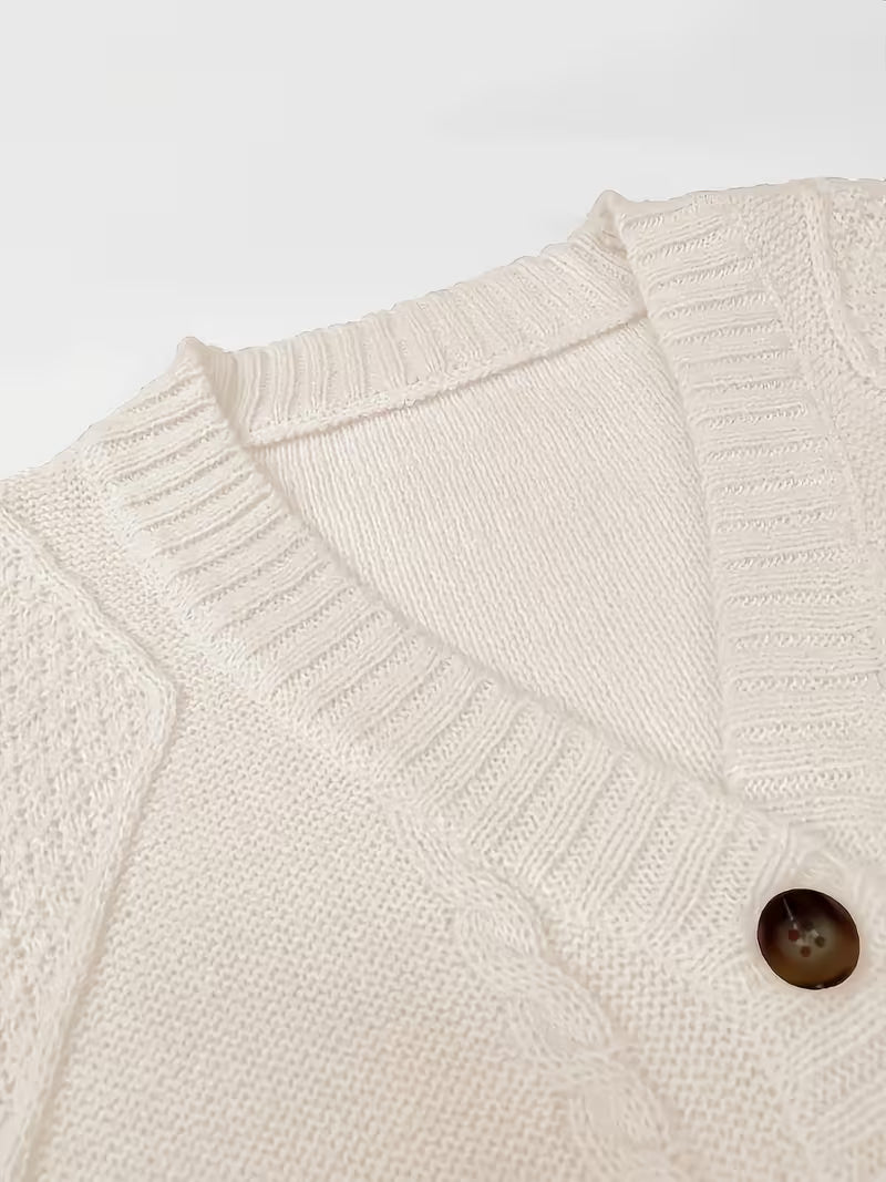 Women's Plus Size Drop Twist Cable Cardigan