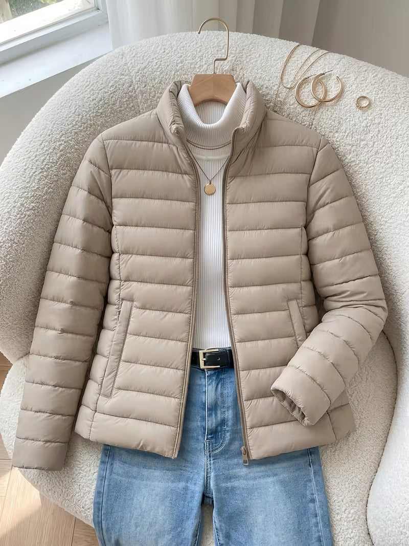 Women's Slim-Fit Stand Collar Padded Cropped Jacket