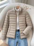 Women's Slim-Fit Stand Collar Padded Cropped Jacket