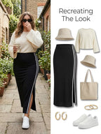 Women's Plus Size Slit Midi Skirt