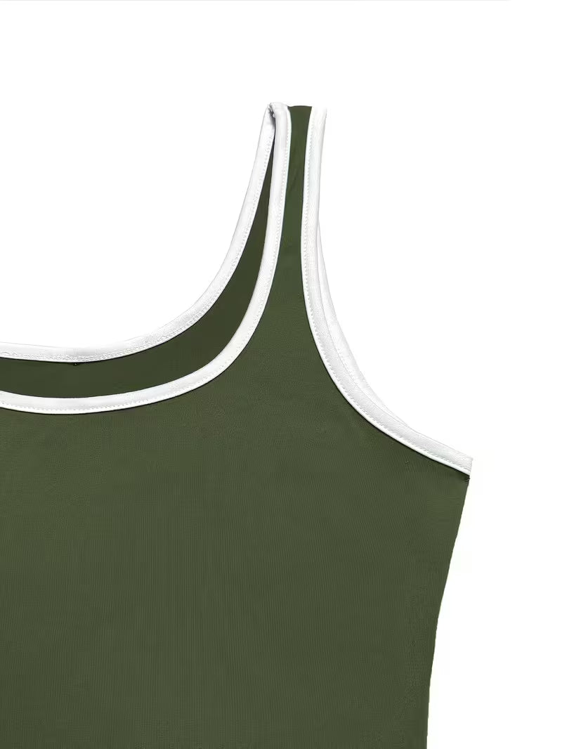 Women's Solid Color Tank Top Set