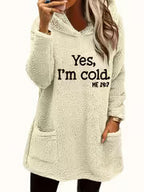 Women's Teddy Bear Print Fleece Hooded Pullover