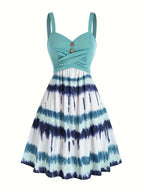 Women's Tie-Dye Print Sleeveless Backless Dress
