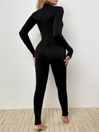 Women's Zip-Up Slim Long Sleeve Workout Jumpsuit