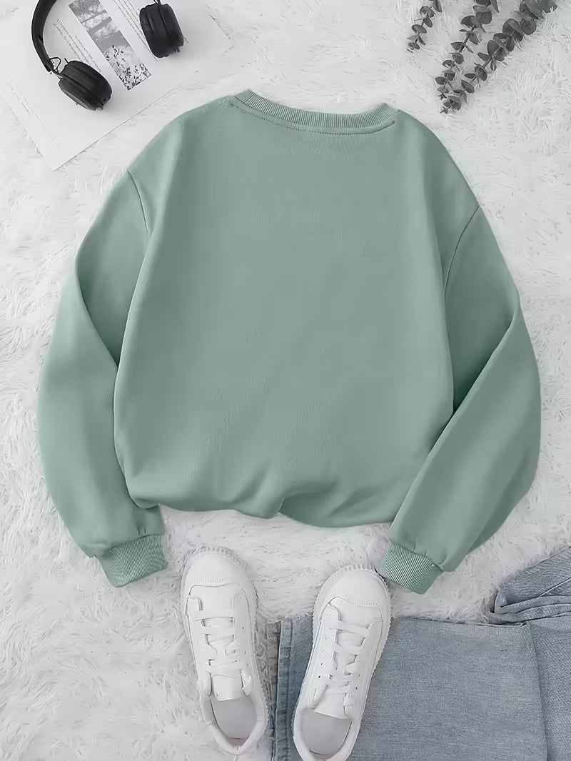 Women's Floral & Letter Print Round Neck Sweatshirt