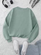 Women's Floral & Letter Print Round Neck Sweatshirt