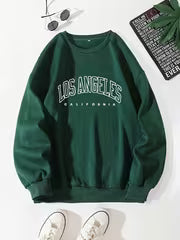 Women's Preppy Los Angeles Print Crew Neck Sweatshirt