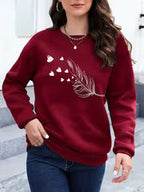 Women's Fleece-Lined Love Print Sweatshirt