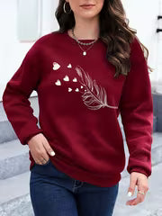 Women's Fleece-Lined Love Print Sweatshirt