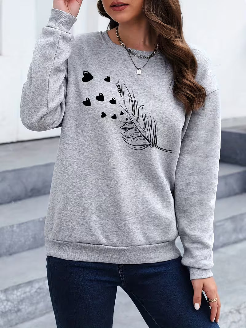 Women's Fleece-Lined Love Print Sweatshirt