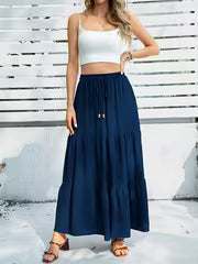 Women's Pleated High-Waist A-Line Beach Skirt