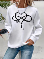 Women's Minimalist Heart Print Pullover Sweatshirt