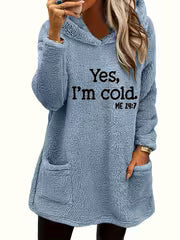 Women's Teddy Bear Print Fleece Hooded Pullover