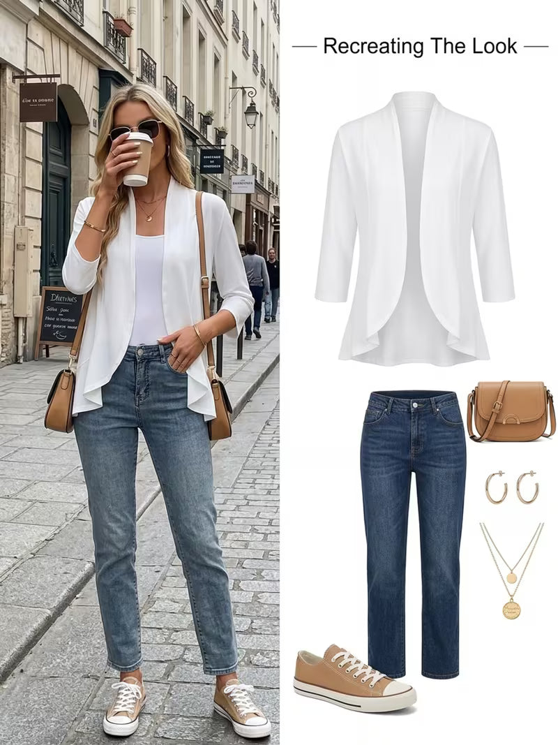 Women's Ruffle Hem Open-Front Cardigan