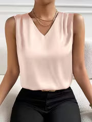 Women's Elegant Satin V-Neck Sleeveless Vest