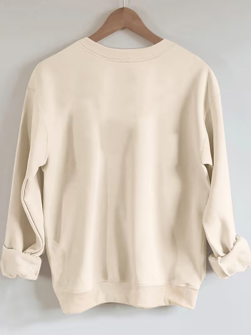 Women's Long Sleeve Round Neck Letter Print Sweatshirt