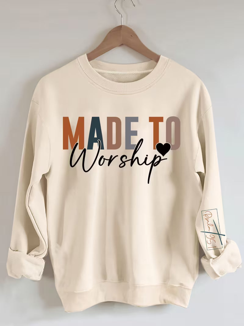 Women's Long Sleeve Round Neck Letter Print Sweatshirt