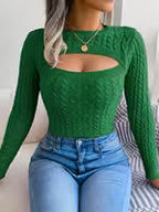 Women's Hollow-Out Twist Slim-Fit Pullover Sweater