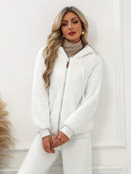Women's Plus Size Plush Fleece Zip-Up Hooded Jacket
