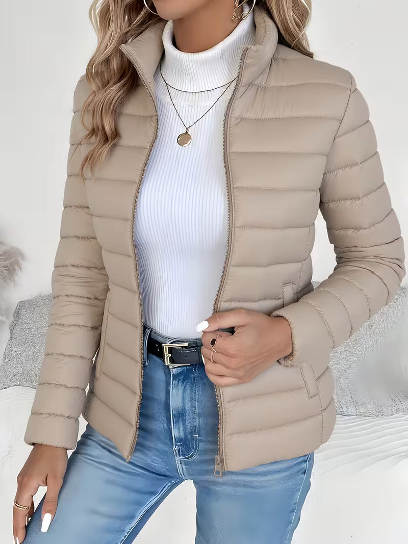 Women's Slim-Fit Stand Collar Padded Cropped Jacket