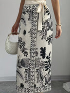 Women's Floral Print Wrap Tie Skirt, Vacation Style