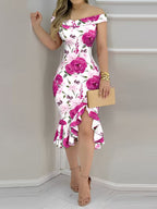Women's Plaid Print Ruffle Hem Dress