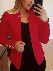 Women's Button-Decorated Long-Sleeve Cardigan Coat