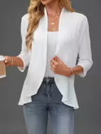 Women's Ruffle Hem Open-Front Cardigan