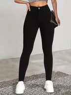 Women's High-Waisted Slim Fit Mock Jeans