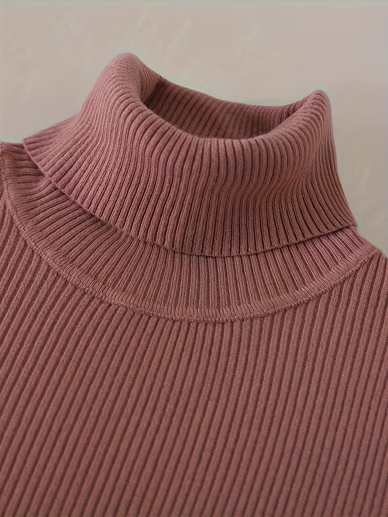 Women's High Turn-Collar Pullover Sweater Set