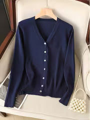 Women's Thin V-Neck Casual Sweater Cardigan