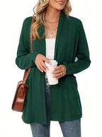 Women's Light Blue Open-Front Cardigan with Pockets