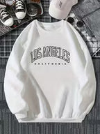Women's Preppy Los Angeles Print Crew Neck Sweatshirt