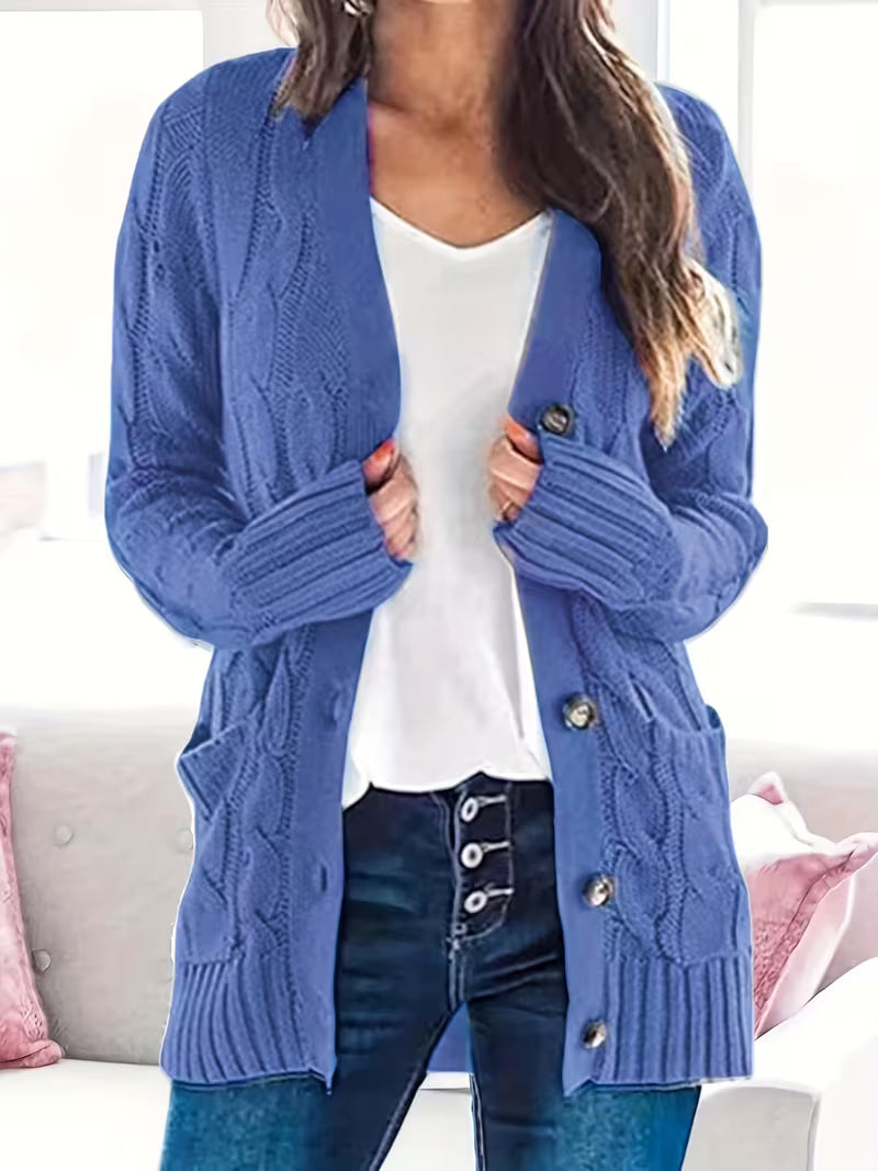 Women's Olive Green Cable Knit Cardigan